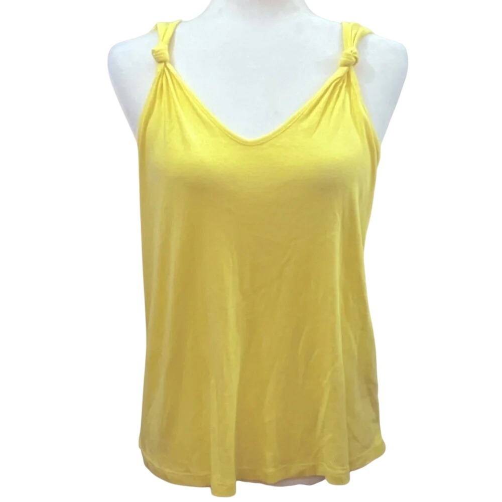 Caslon Womens Yellow Knotted Strap V Neck Tank Top Size Small NWOT
